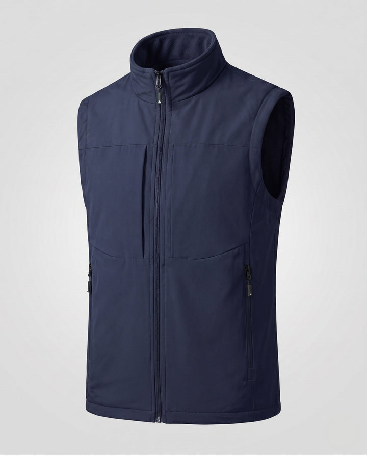 Męska ocieplana fleece Reversible utility kamizelka z wysoki kołnierzem