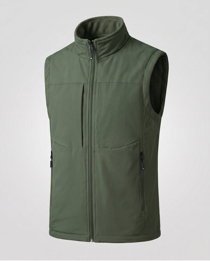 Męska ocieplana fleece Reversible utility kamizelka z wysoki kołnierzem
