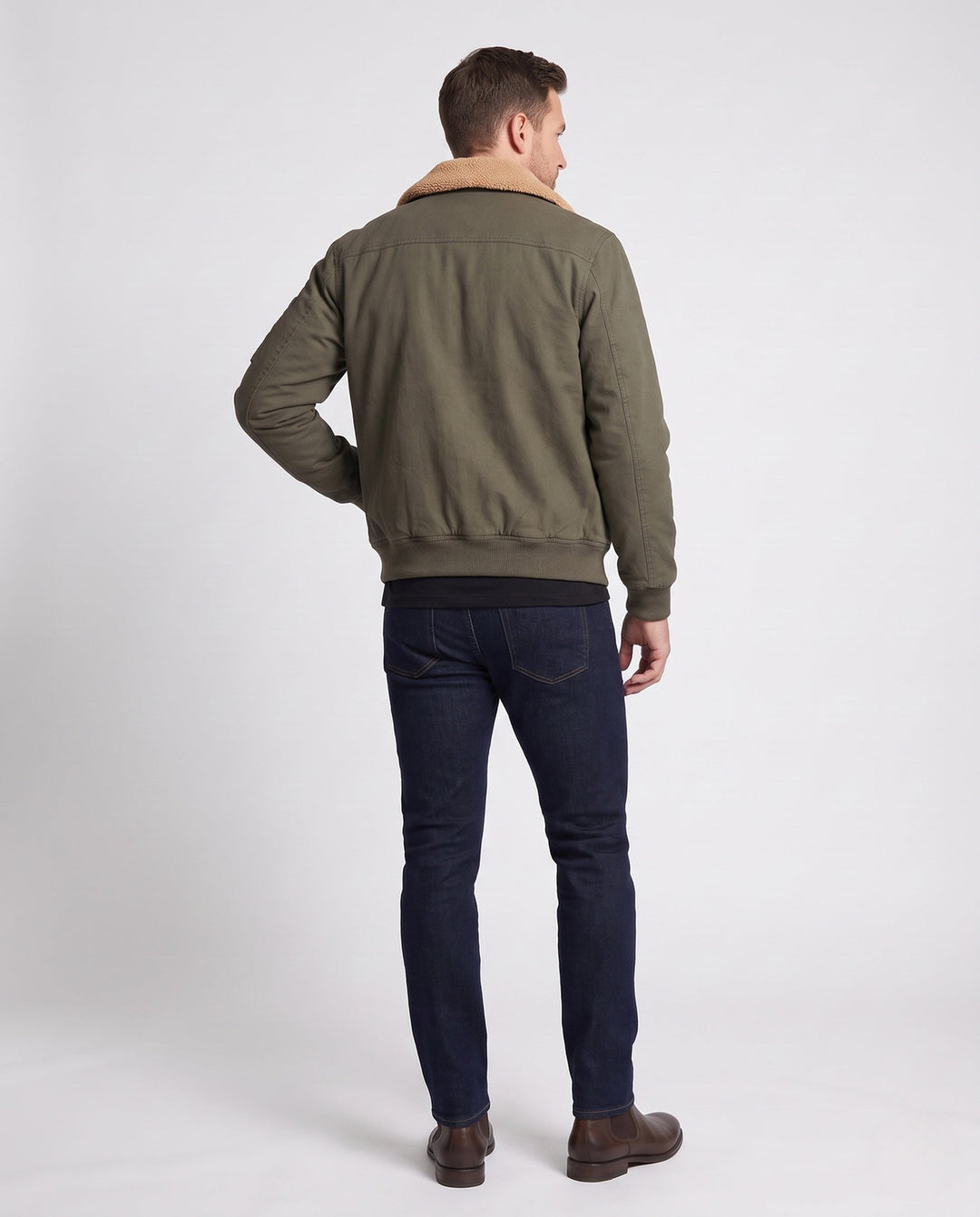 Męska wwter canvas flekka kurtka z warmwg teddy lwwg, sherpa kołnierzem, i utility arm kieszenią