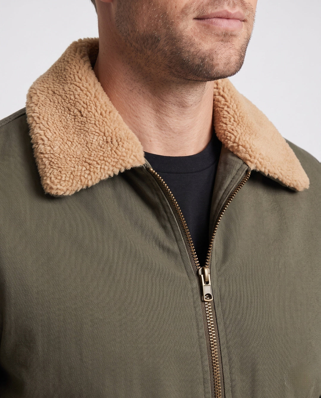 Męska wwter canvas flekka kurtka z warmwg teddy lwwg, sherpa kołnierzem, i utility arm kieszenią