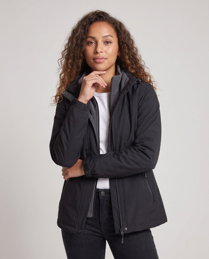 Damska softshell parka z removable polar kamizelka, wiatroszczelna i oddychający