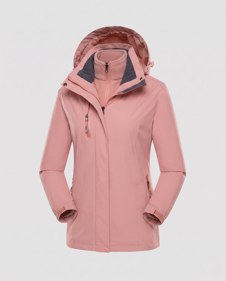 Damska softshell parka z removable polar kamizelka, wiatroszczelna i oddychający