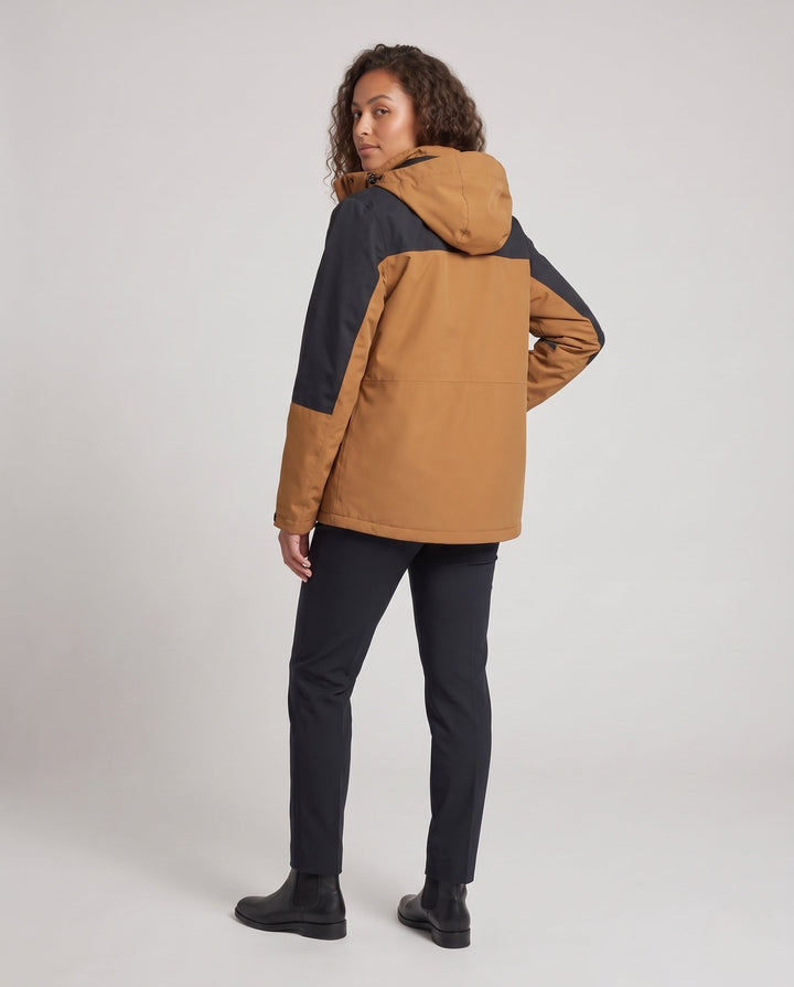 Damska two-layer softshell outdoor kurtka z wysoki Stójka, kaptur layer, i zippered Kieszenie