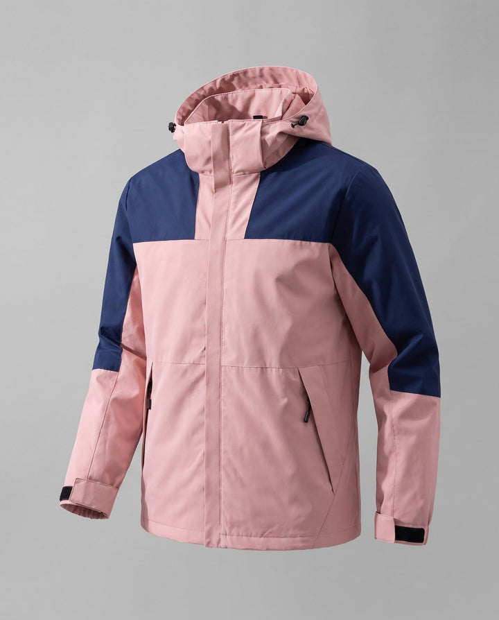 Damska two-layer softshell outdoor kurtka z wysoki Stójka, kaptur layer, i zippered Kieszenie
