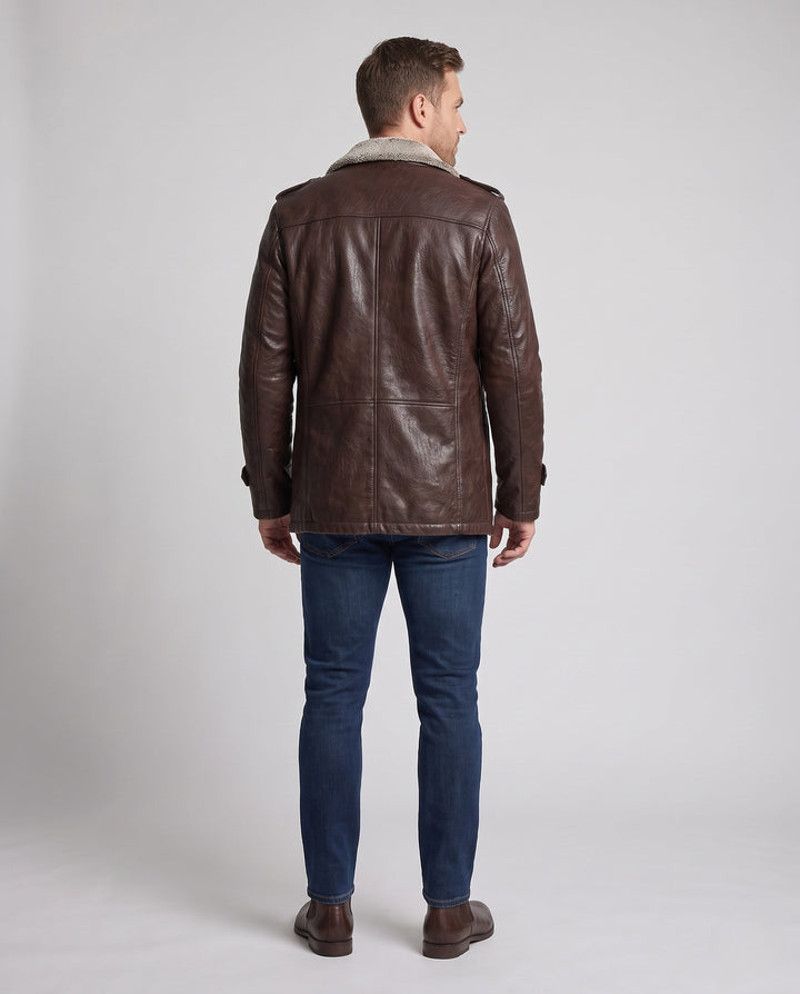Męska imitacja skóra Pilot Blouson z Sherpa Lwwg