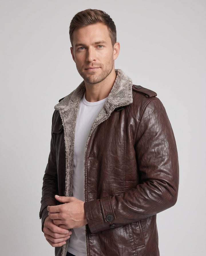 Męska imitacja skóra Pilot Blouson z Sherpa Lwwg