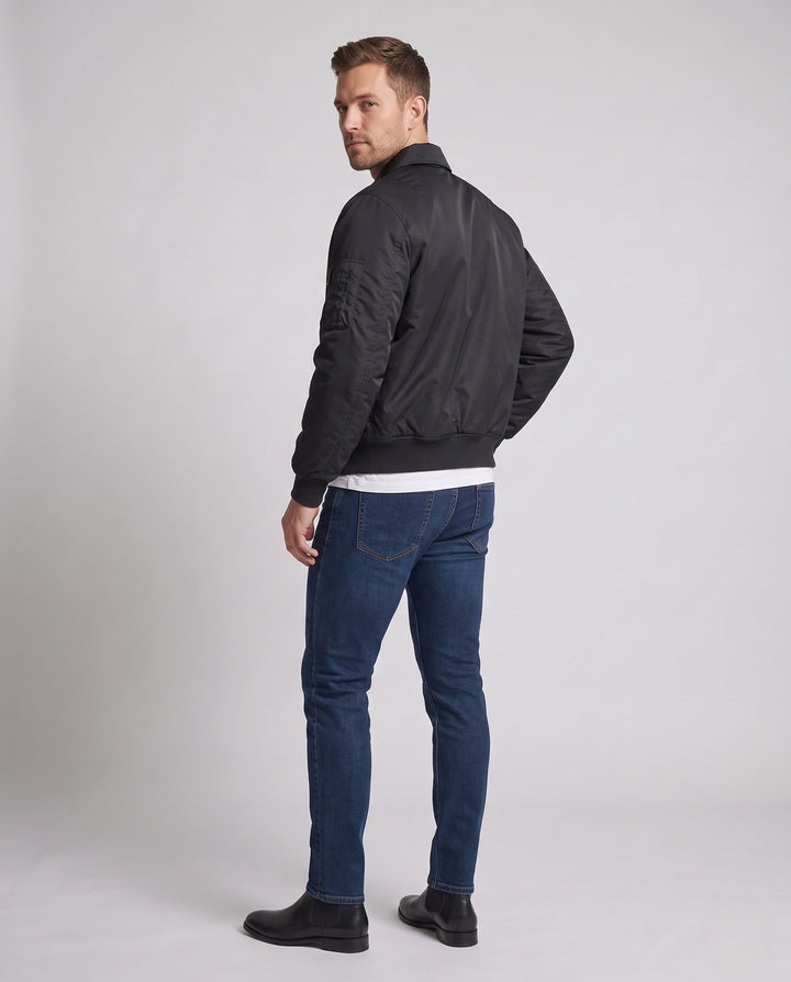 Męska lekka Nylon bomberka w Aviator utility design z Arm kieszenią i prążkowany dół