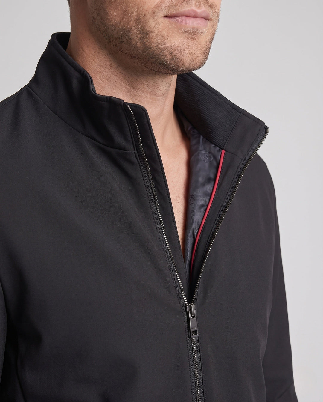 Męska lekka przejściowa Blouson z stójką i ukrytym zamkiem