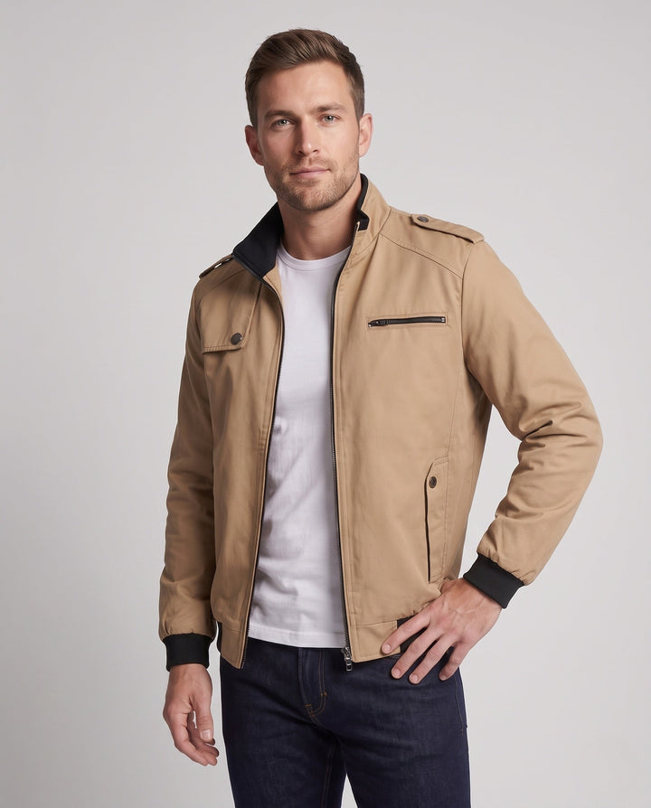 Męska lekka utility Pilot styl field Blouson z prążkowany Cuff i Shoulder Patches