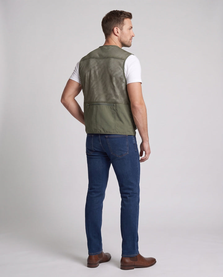 Męska Multifunctional outdoorowy utility kamizelka z Mesh wserts i Multiple kieszeniami