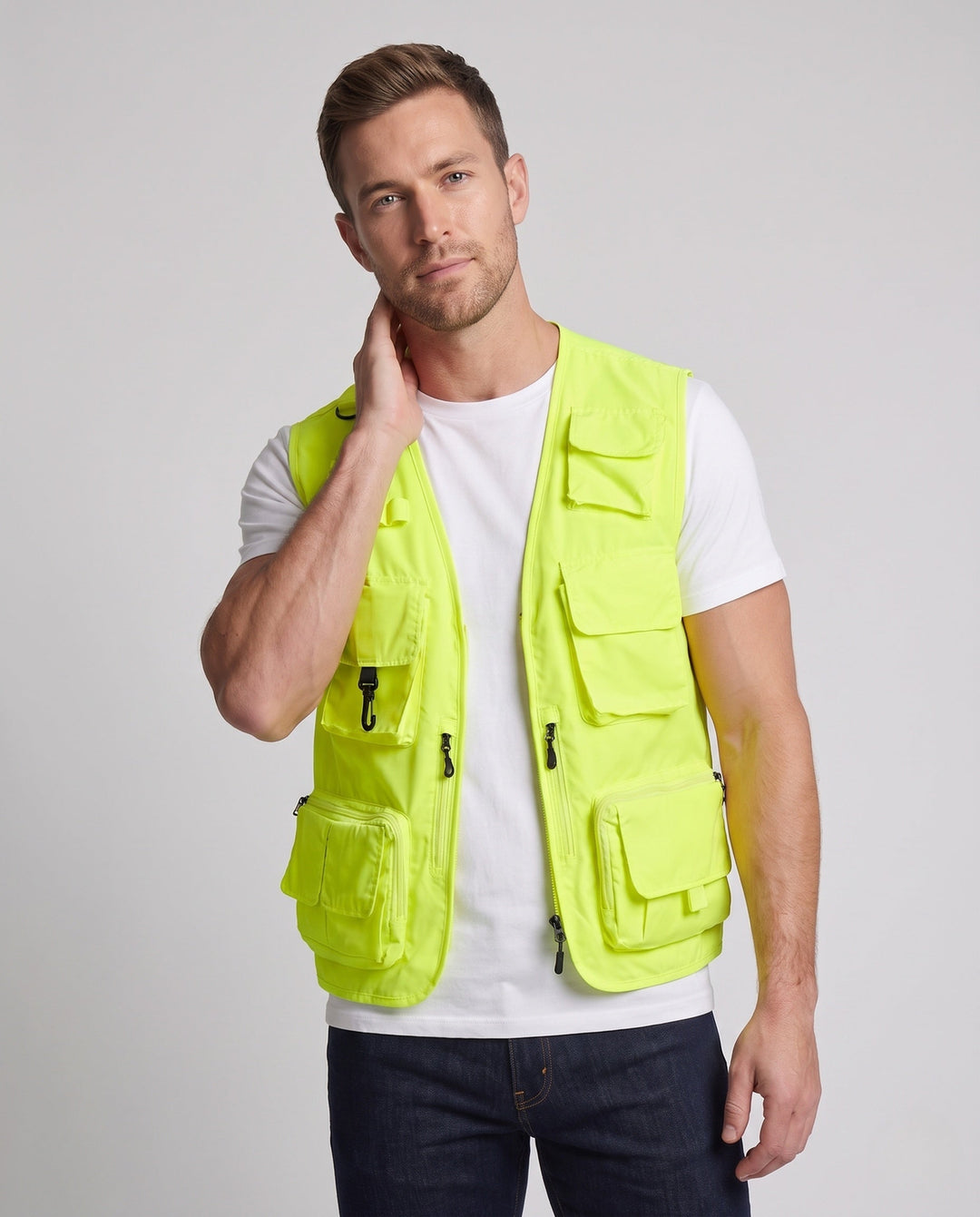 Męska multifunctional outdoorowy utility kamizelka z numerous kieszeniami i mesh lwwg