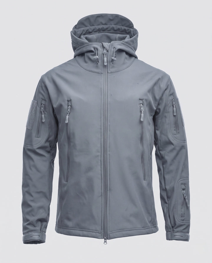 Męska technical softshell field kurtka z kapturem, multiple kieszeniami i rękaw utility kieszenią