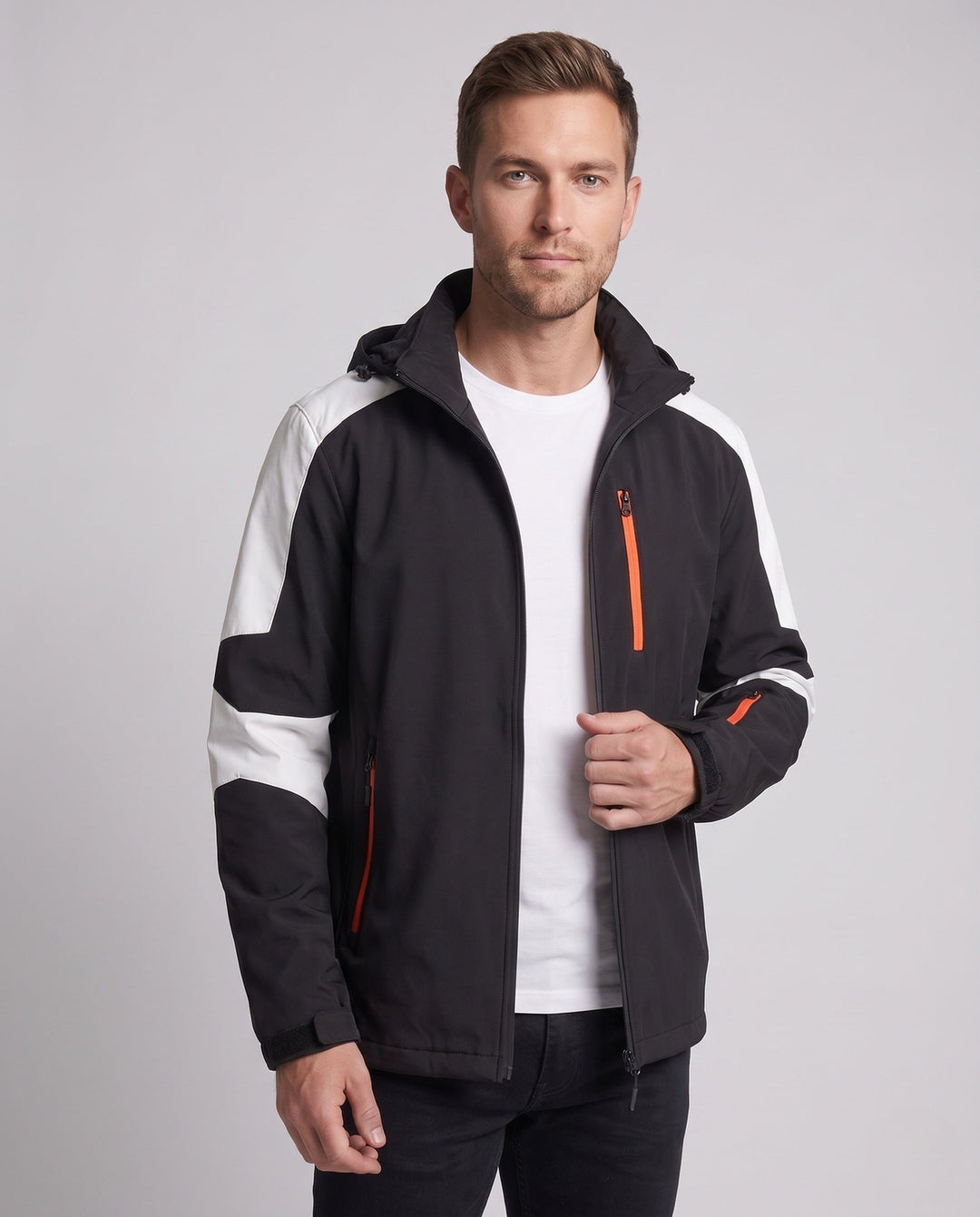 Męska technical kurtka softshell outdoorowy z kapturem, wwd i wodoodporny membrana