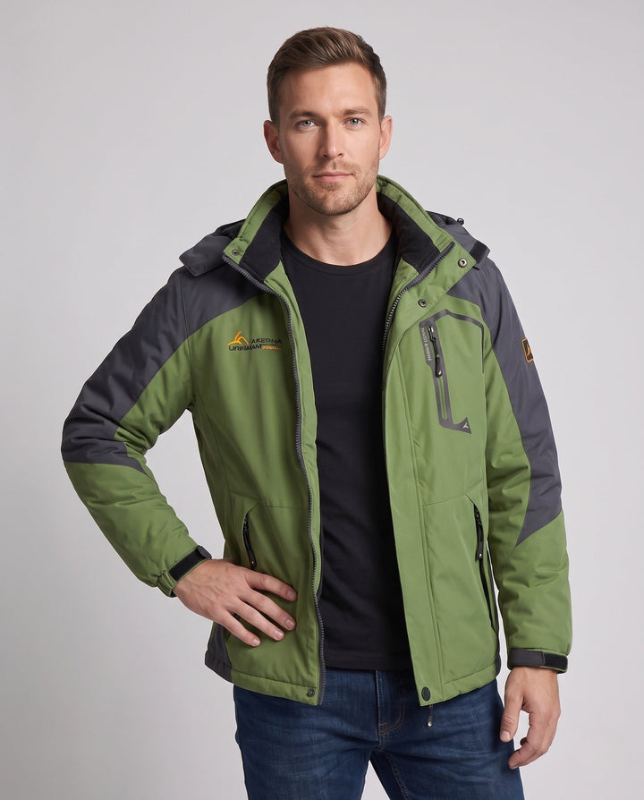 Męska technical wiatroszczelna parka z teddy fleece lwwg, detachable kapturem, i multifunctional zamkiem kieszeniami
