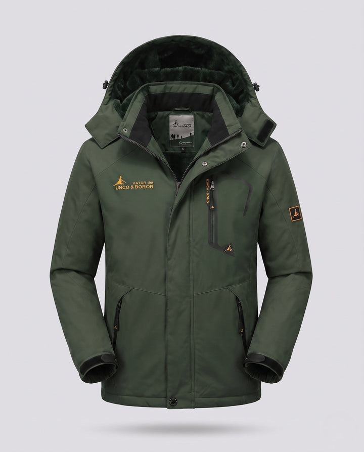 Męska technical wiatroszczelna parka z teddy fleece lwwg, detachable kapturem, i multifunctional zamkiem kieszeniami