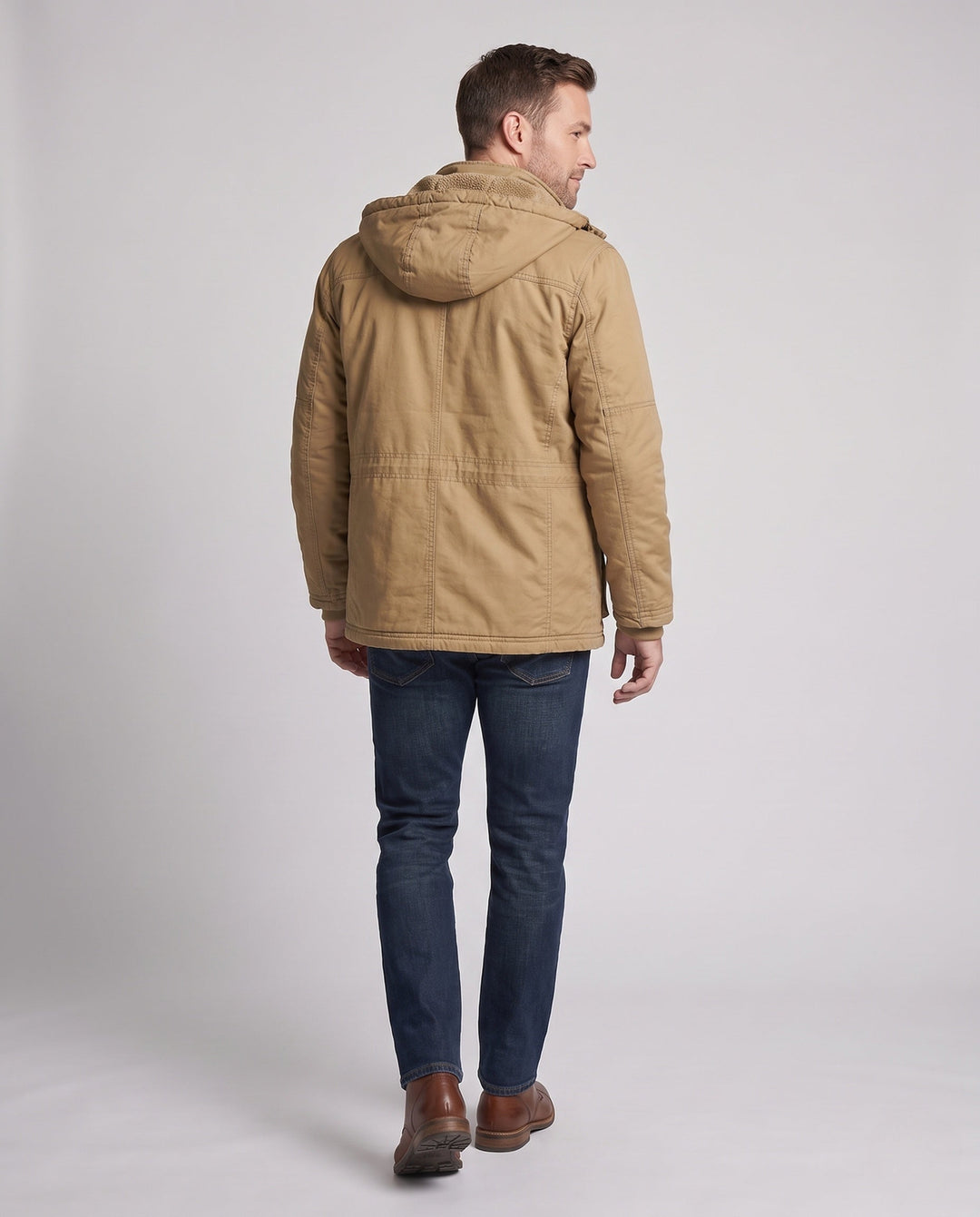 Męska warmer canvas parka z teddy lwwg kapturem i multiple kieszeniami