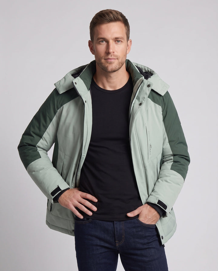 Męska wodoodporny termiczny parka z wysoki kołnierzem, Removable kapturem, i softshell wserts