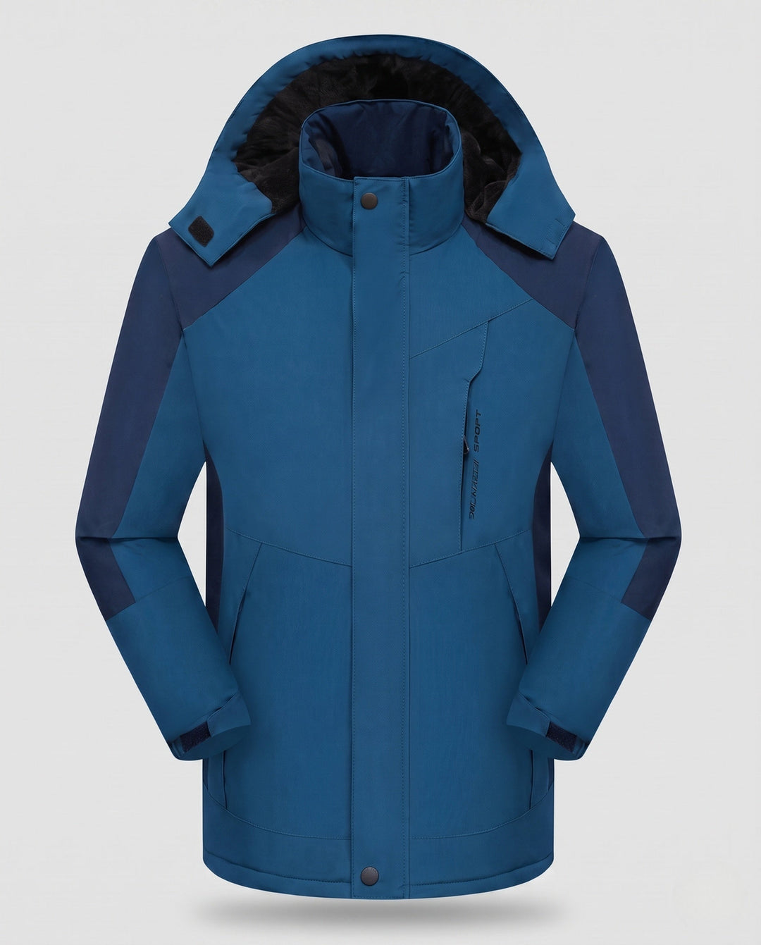 Męska wodoodporny termiczny parka z wysoki kołnierzem, Removable kapturem, i softshell wserts