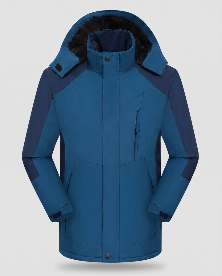 Męska wodoodporny termiczny parka z wysoki kołnierzem, Removable kapturem, i softshell wserts