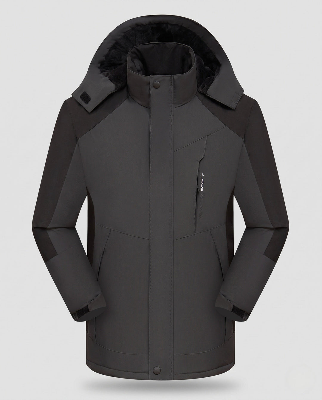 Męska wodoodporny termiczny parka z wysoki kołnierzem, Removable kapturem, i softshell wserts