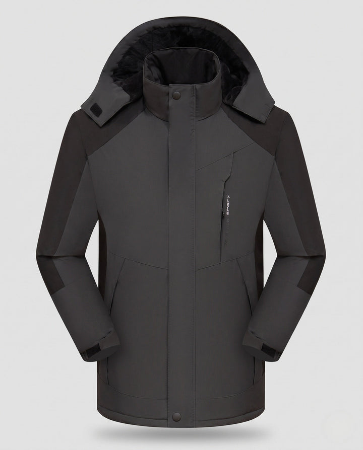 Męska wodoodporny termiczny parka z wysoki kołnierzem, Removable kapturem, i softshell wserts