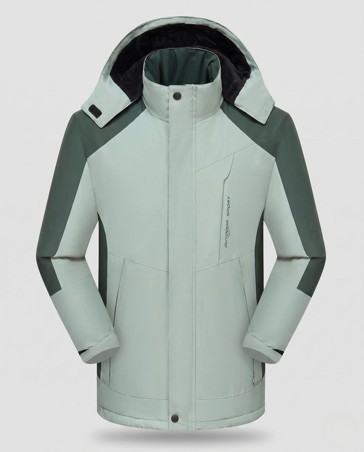Męska wodoodporny termiczny parka z wysoki kołnierzem, Removable kapturem, i softshell wserts