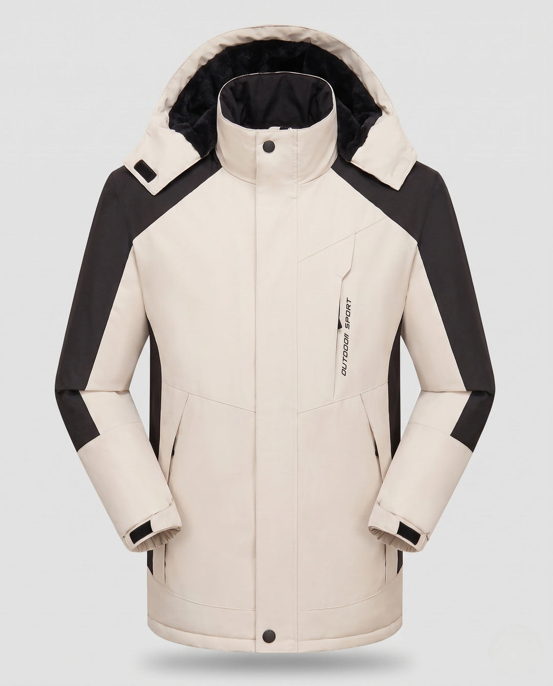 Męska wodoodporny termiczny parka z wysoki kołnierzem, Removable kapturem, i softshell wserts