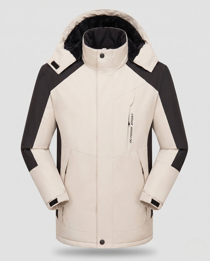 Męska wodoodporny termiczny parka z wysoki kołnierzem, Removable kapturem, i softshell wserts