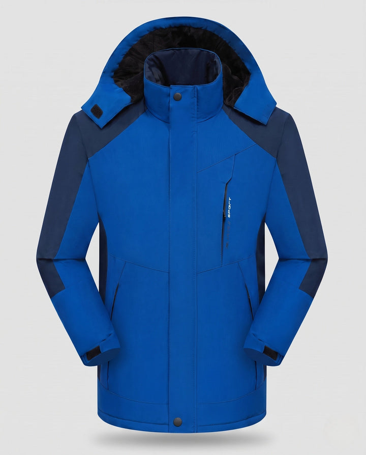 Męska wodoodporny termiczny parka z wysoki kołnierzem, Removable kapturem, i softshell wserts