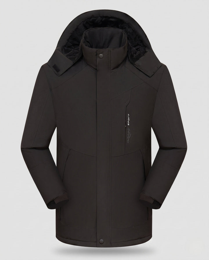 Męska wodoodporny termiczny parka z wysoki kołnierzem, Removable kapturem, i softshell wserts