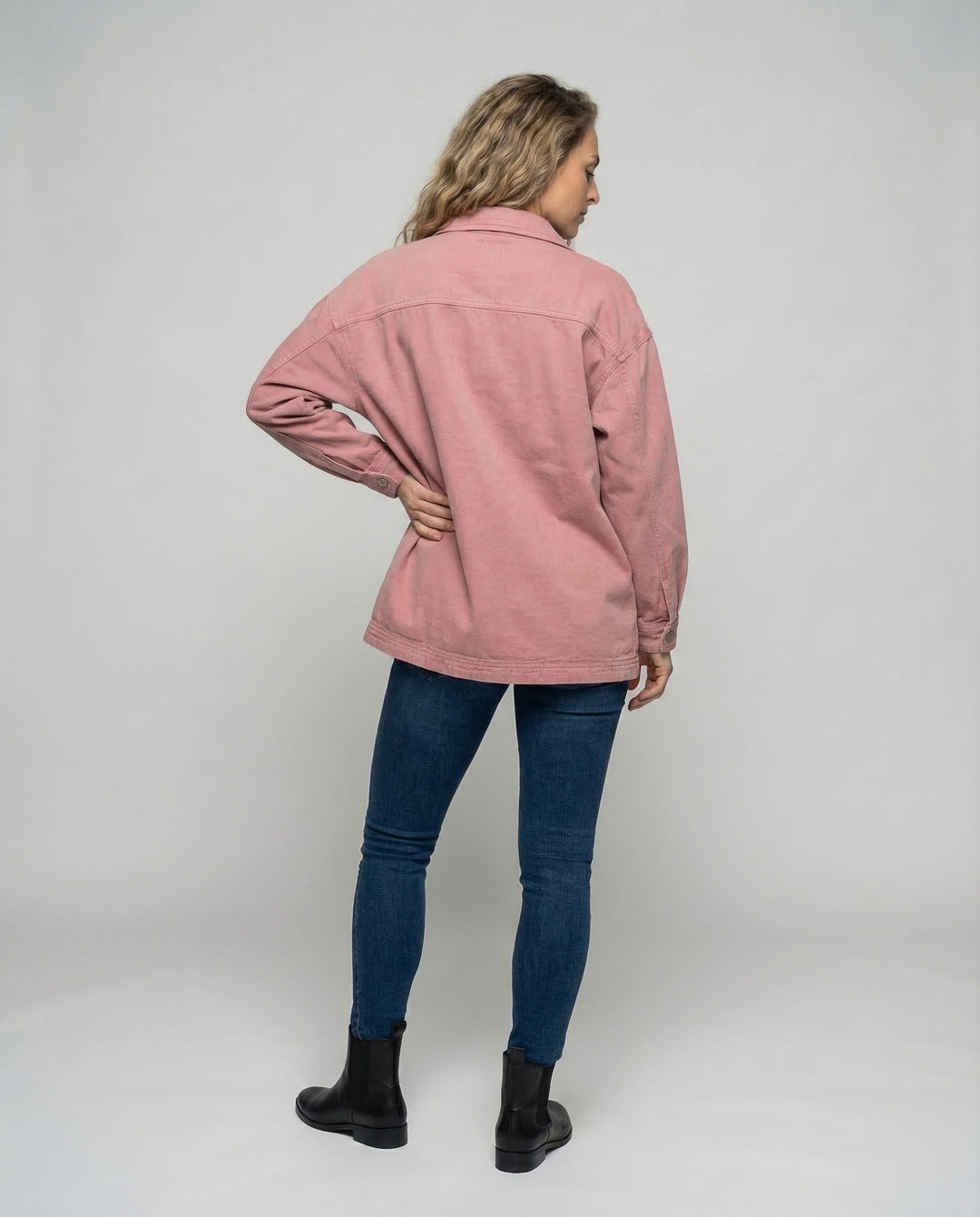 Damska codzienna Overshirt kurtka z naszywanymi kieszeniami