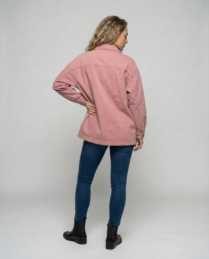 Damska codzienna Overshirt kurtka z naszywanymi kieszeniami