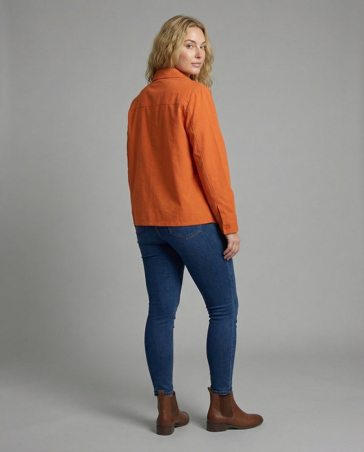 Damska lekka Gathered Blended Fabric Overshirt kurtka
