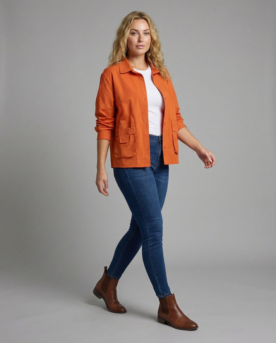 Damska lekka Gathered Blended Fabric Overshirt kurtka
