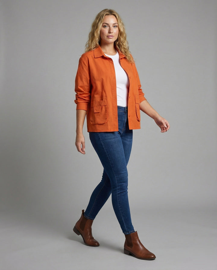 Damska lekka Gathered Blended Fabric Overshirt kurtka