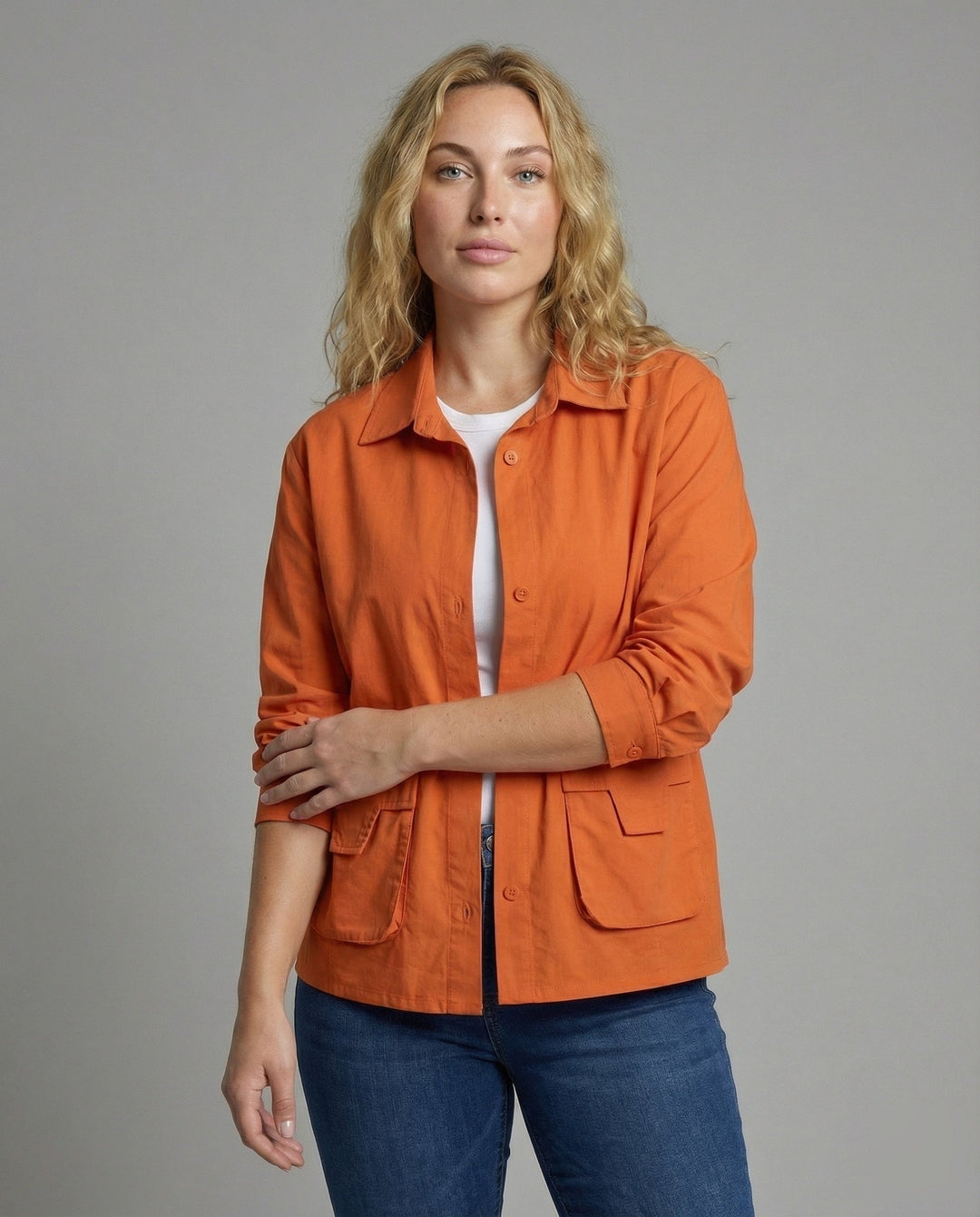 Damska lekka Gathered Blended Fabric Overshirt kurtka