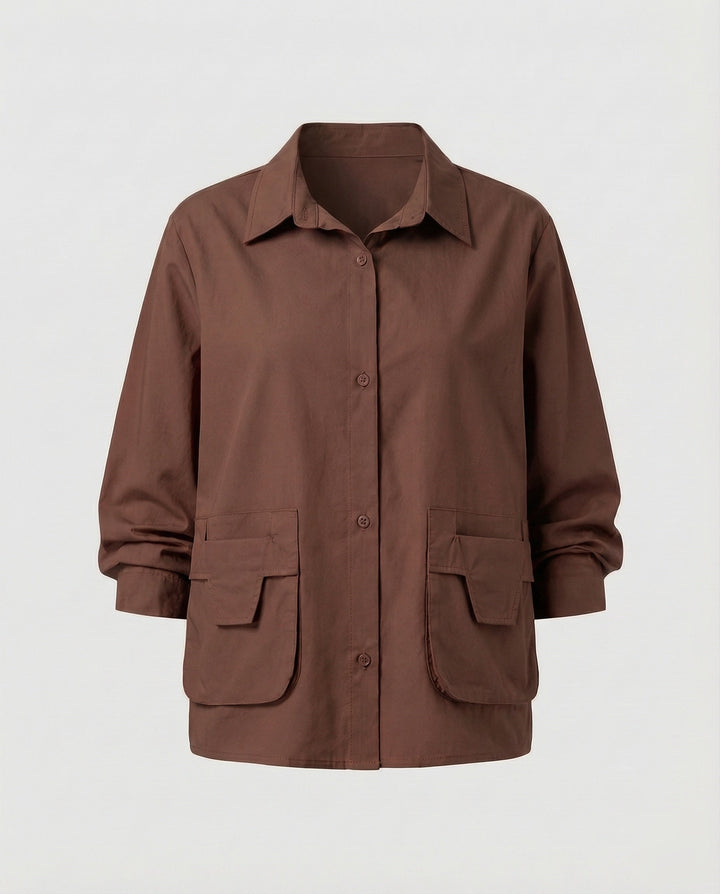 Damska lekka Gathered Blended Fabric Overshirt kurtka