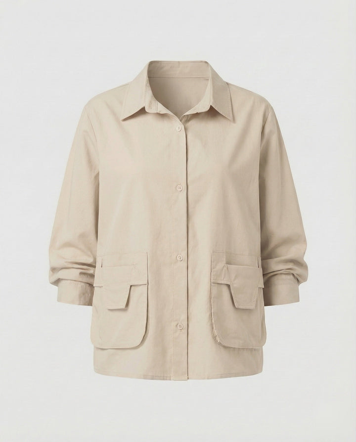 Damska lekka Gathered Blended Fabric Overshirt kurtka