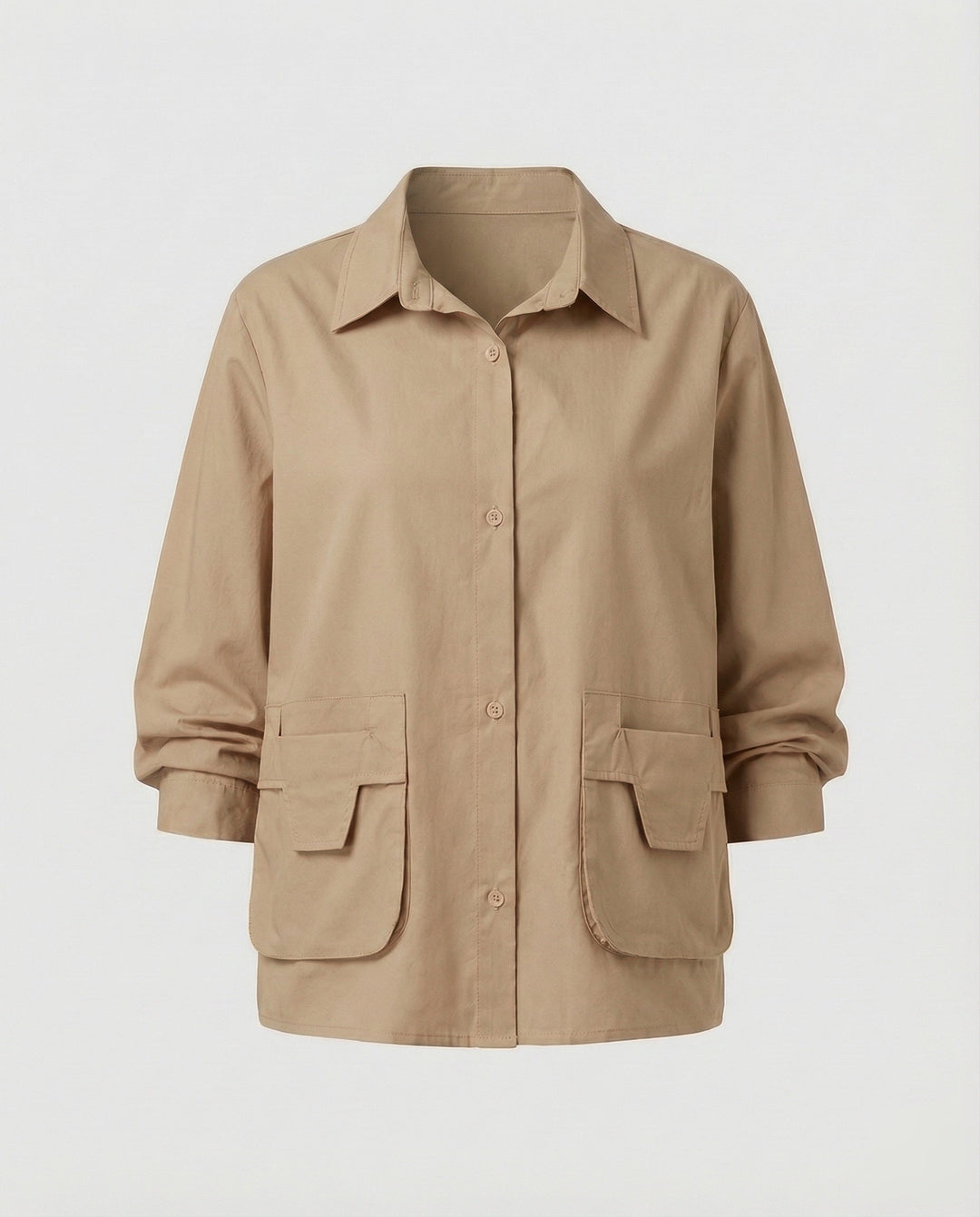 Damska lekka Gathered Blended Fabric Overshirt kurtka