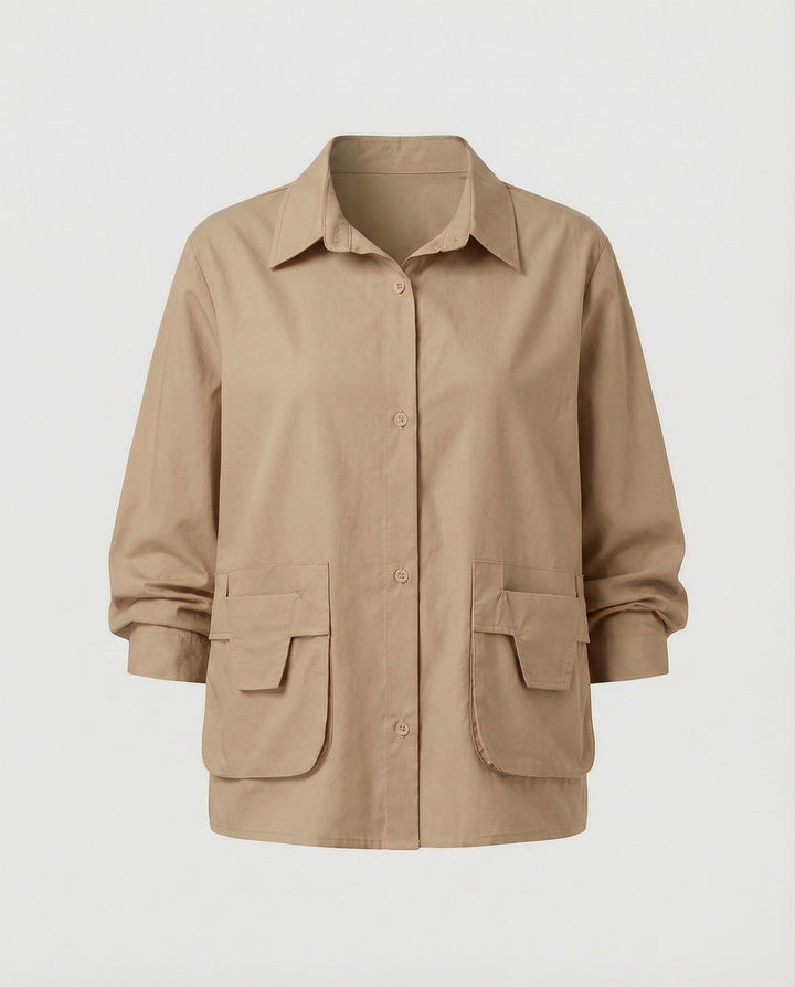 Damska lekka Gathered Blended Fabric Overshirt kurtka