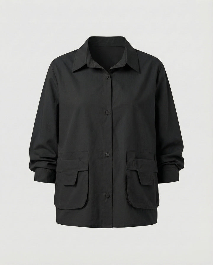 Damska lekka Gathered Blended Fabric Overshirt kurtka