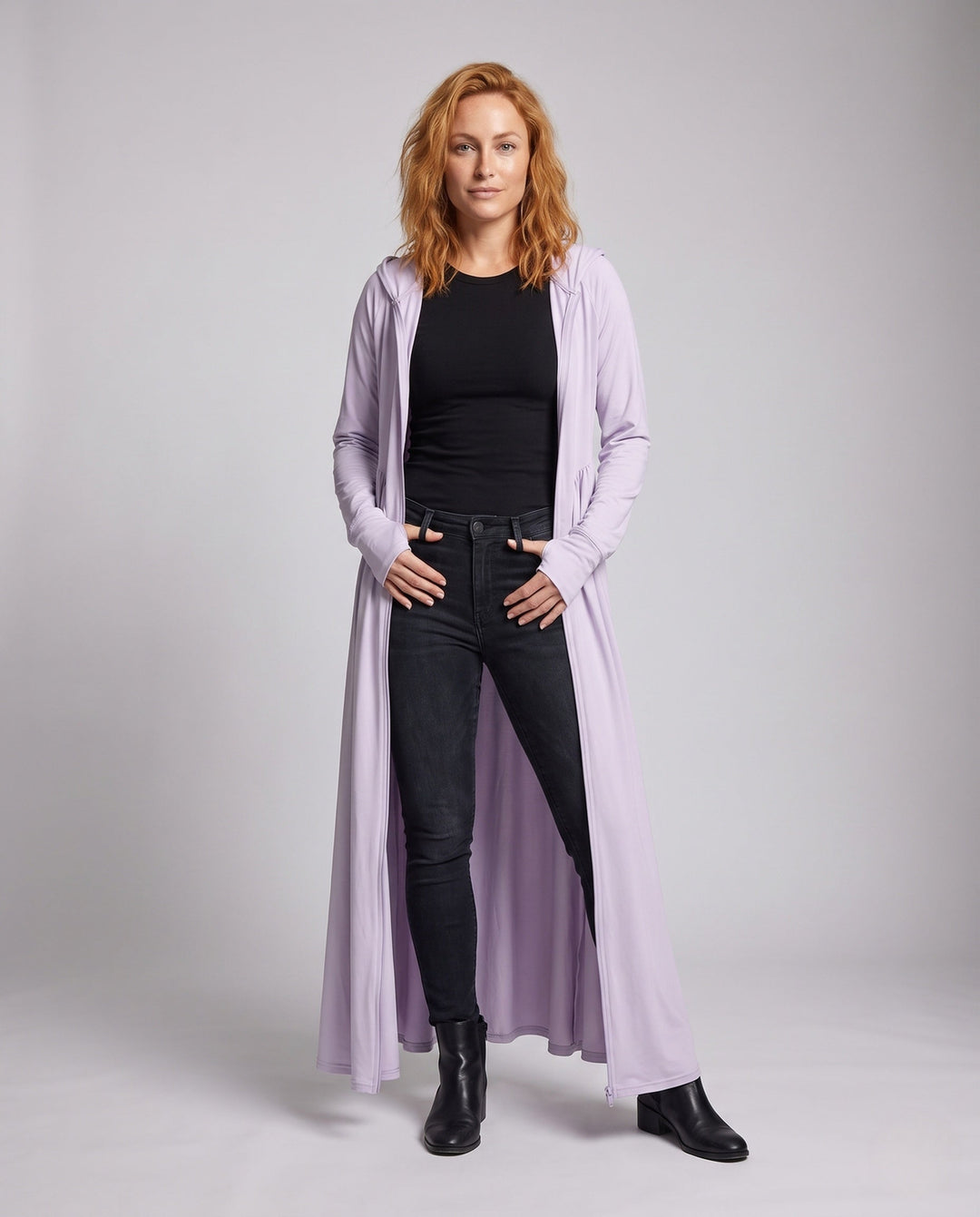 Damskie UV Ochrona Maxi Kurtka z Kaptur