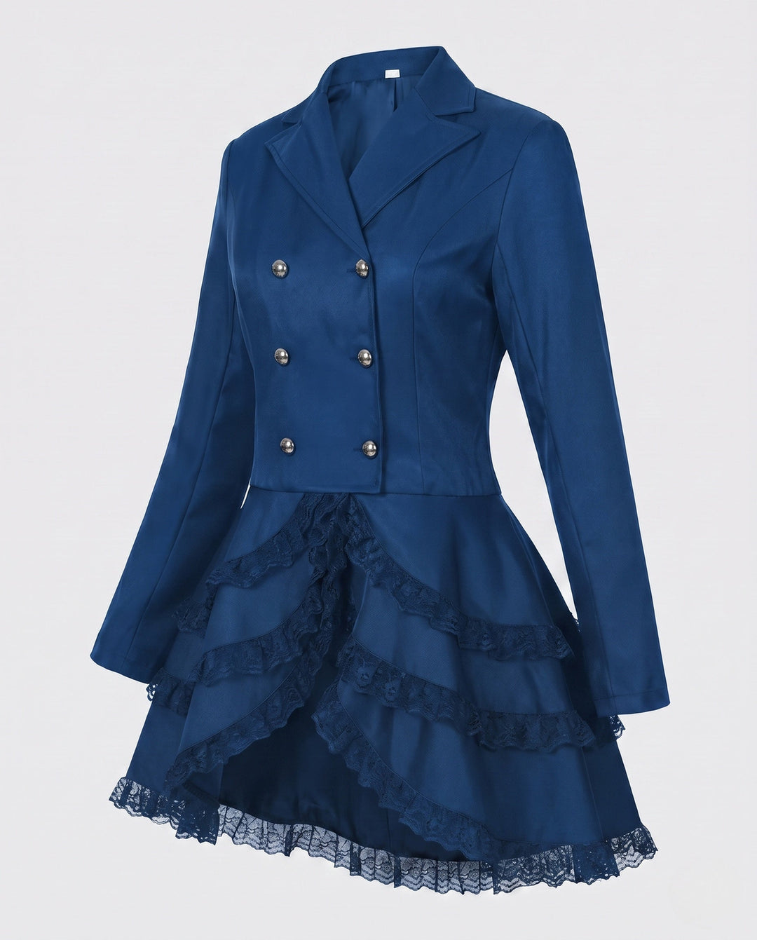 Damska elegancka Ruffle kurtka z Deep V-Neck i podwójna Buttoned przodem Lumaza