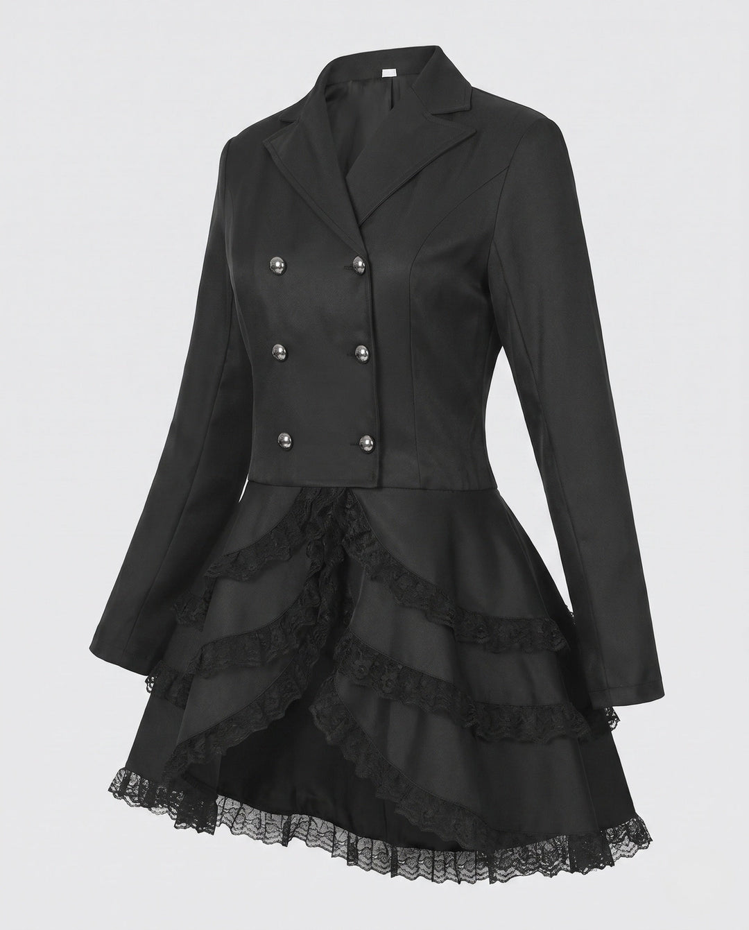 Damska elegancka Ruffle kurtka z Deep V-Neck i podwójna Buttoned przodem Lumaza
