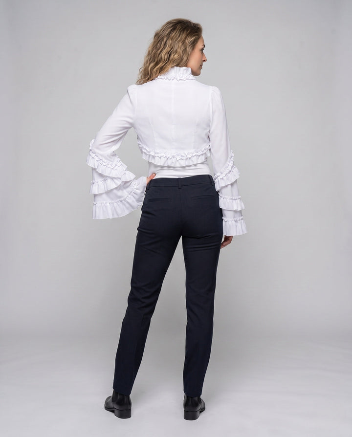 Damska elegancka ruffle kurtka z voluminous rękawami Lumaza