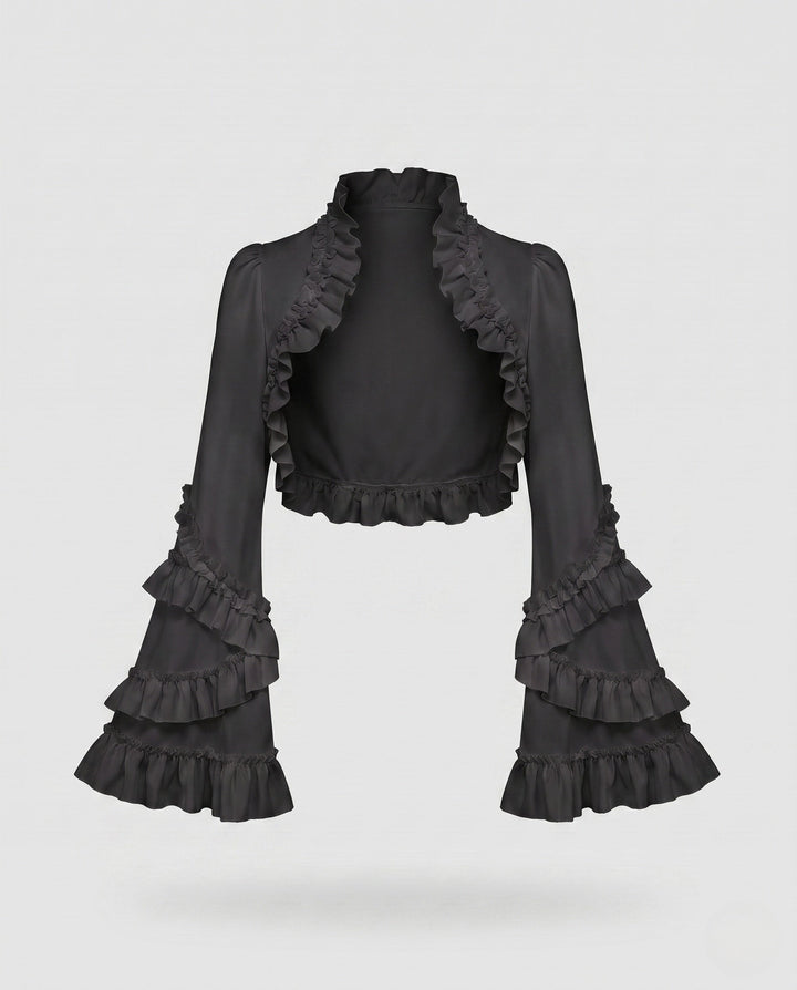 Damska elegancka ruffle kurtka z voluminous rękawami Lumaza