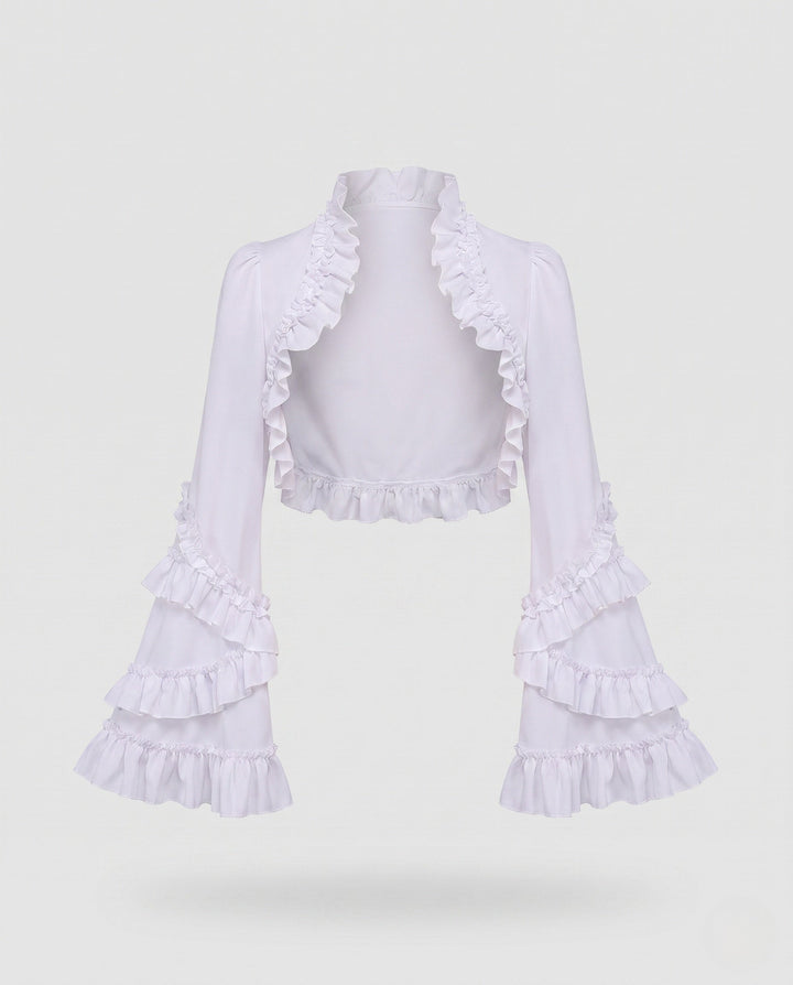 Damska elegancka ruffle kurtka z voluminous rękawami Lumaza