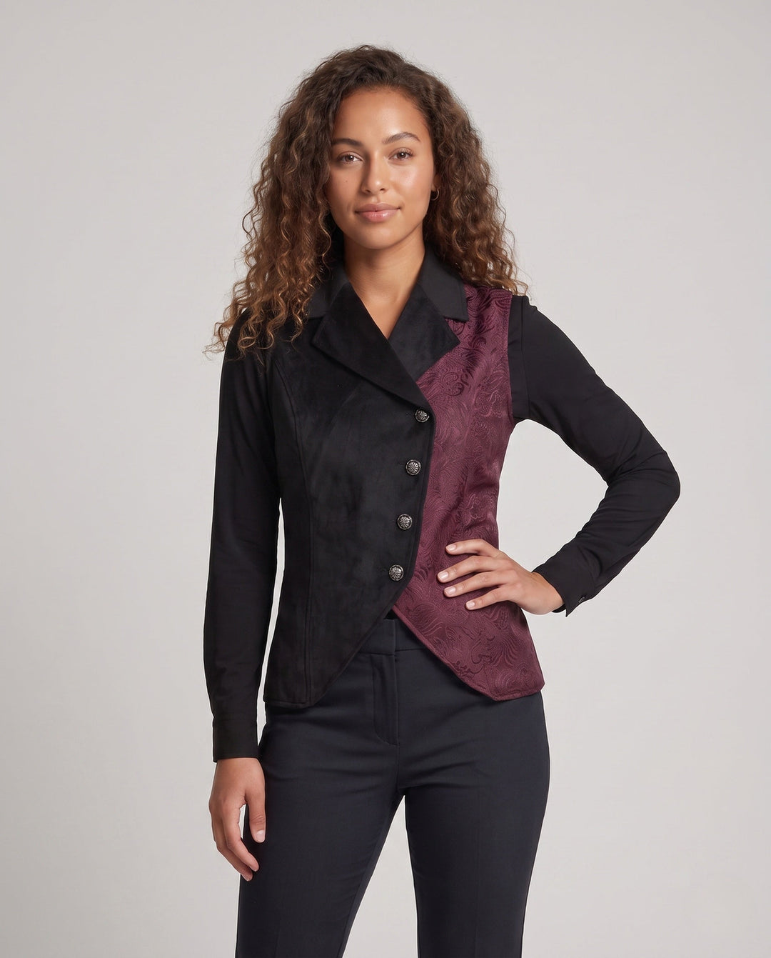 Damska elegancka kamizelka z intricate pattern i nowoczesna cut Lumaza