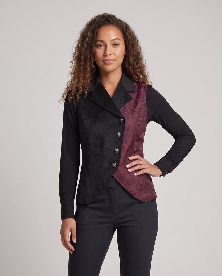 Damska elegancka kamizelka z intricate pattern i nowoczesna cut Lumaza