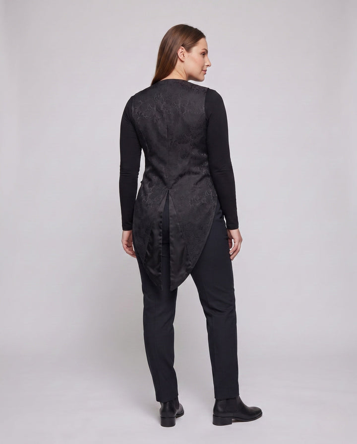 Damska elegancka kamizelki z kwiatowa jacquard pattern i asymmetrical dołem Lumaza